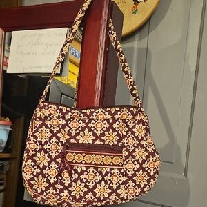 Vera Bradley Burgundy and Cream Floral Shoulder Bag